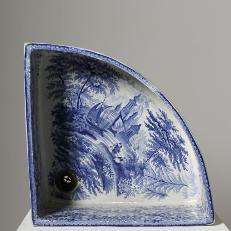 Early To Mid 19th Staffordshire Blue And White Corner Sink ( sold )