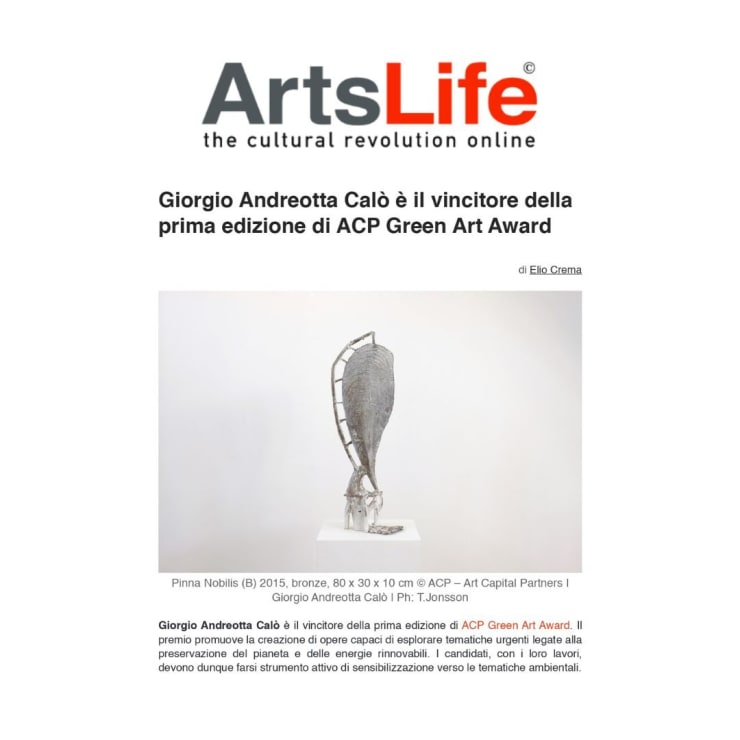 Giorgio Andreotta Calò is the winner of the first edition of the ACP Green Art Award