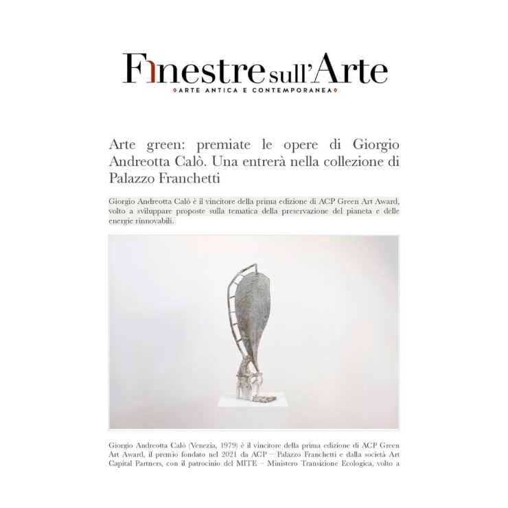Green Art: awarded Giorgio Andreotta Calò's works. One will enter the collection of Palazzo Franchetti
