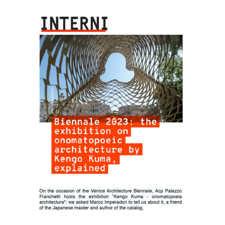 Biennale 2023: the exhibition on onomatopoeic architecture by Kengo Kuma, explained