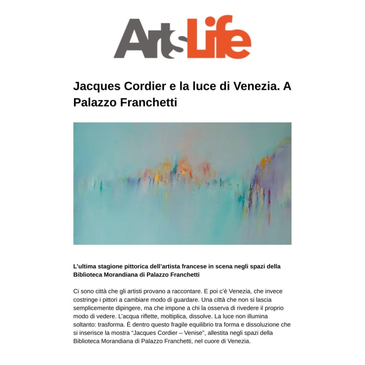 Jacques Cordier and the light of Venice. At Palazzo Franchetti