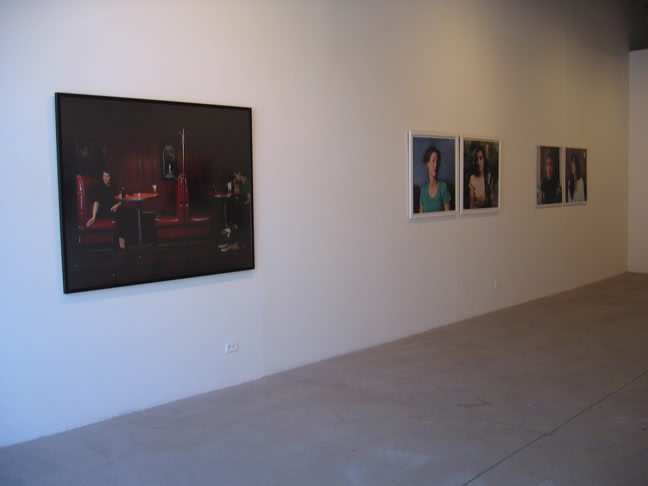 Left: Carrie Schneider, Las Bebidas, 2007, c-print, 48 x 60 inches. Right: Sheree Hovsepian and Heidi Norton, Someone Who Looks Like Me, 2006 and Portrait of my Sister, 2006. Both from the series "Knowing Me, Knowing You" inkjet prints, diptychs, 30 x 30 inches each.