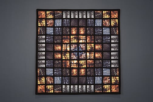 Inward Generator #1, 2008. Dye-sublimation prints on poly-satin quilted with cotton. 42 x 42 inches.