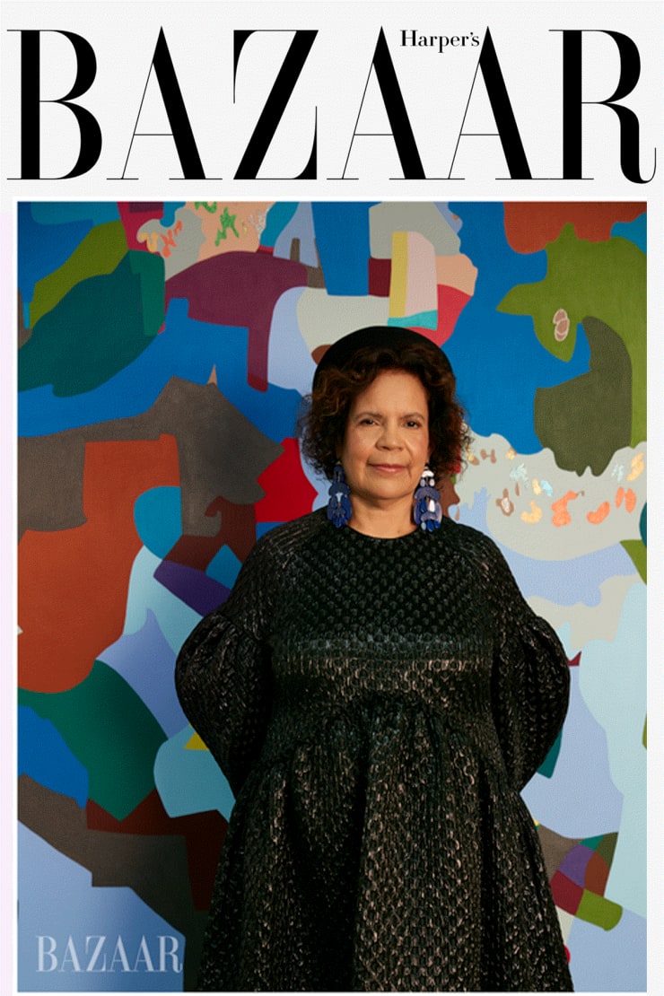 Candida Alvarez pictured in front of her work, "Are you listening to this," 2022