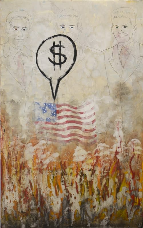 Marcus Kenney, Shadrach, Meshach, Abednego, 2016, oil, marble dust on canvas, 48x30 inches