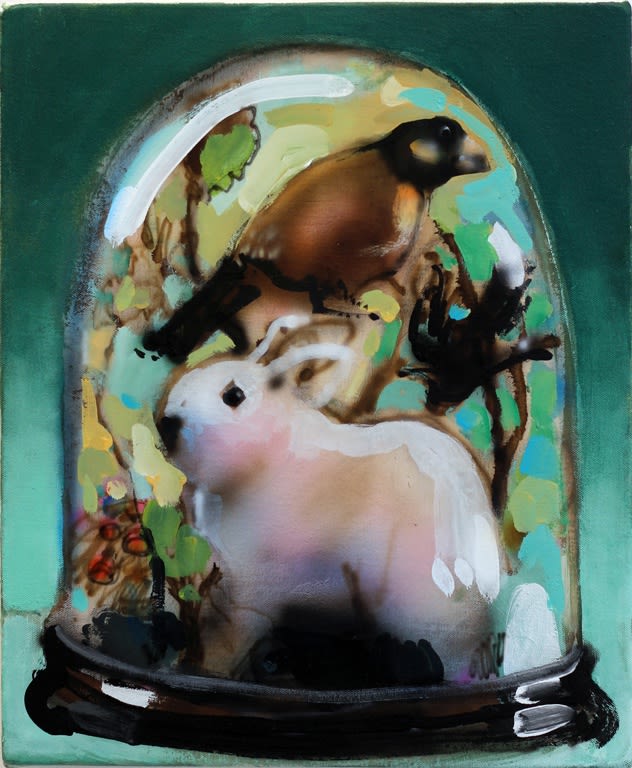 Joseph Peragine, Green Bell Jar, 2015, acrylic on canvas, 17 x 14 inches