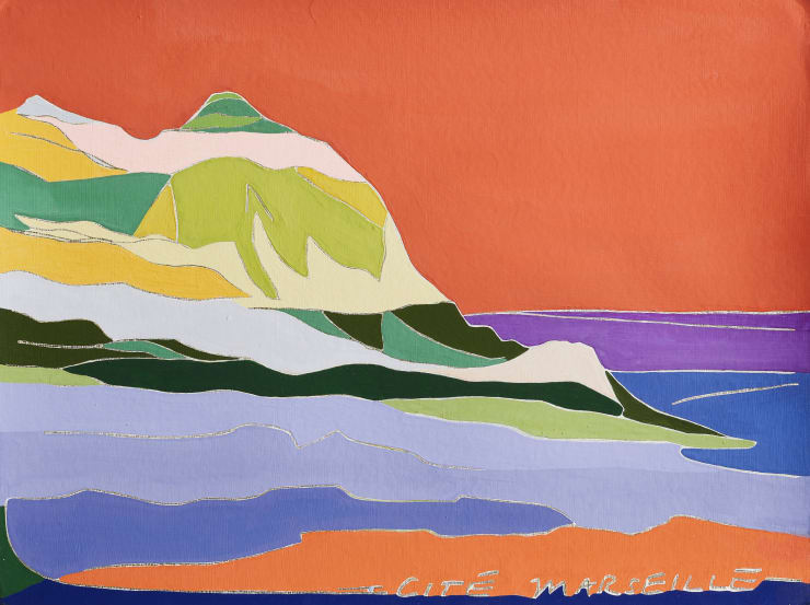 Paysage Cité Marseille (à la Cité Radieuse, Bâtiment Le Corbusier), 2022 Gouache and pencil on paper 36 x 48 cm. / 14 x 19 in.