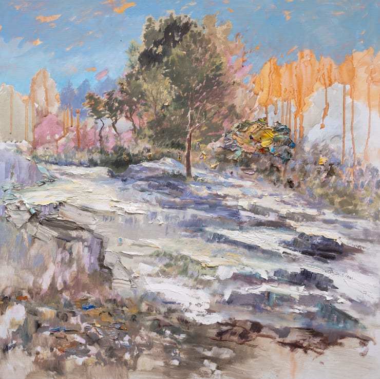 Colin Pennock In Search of the Roman Quarry Gouche and Oil on Linen 90 x 90cm $11,000.00