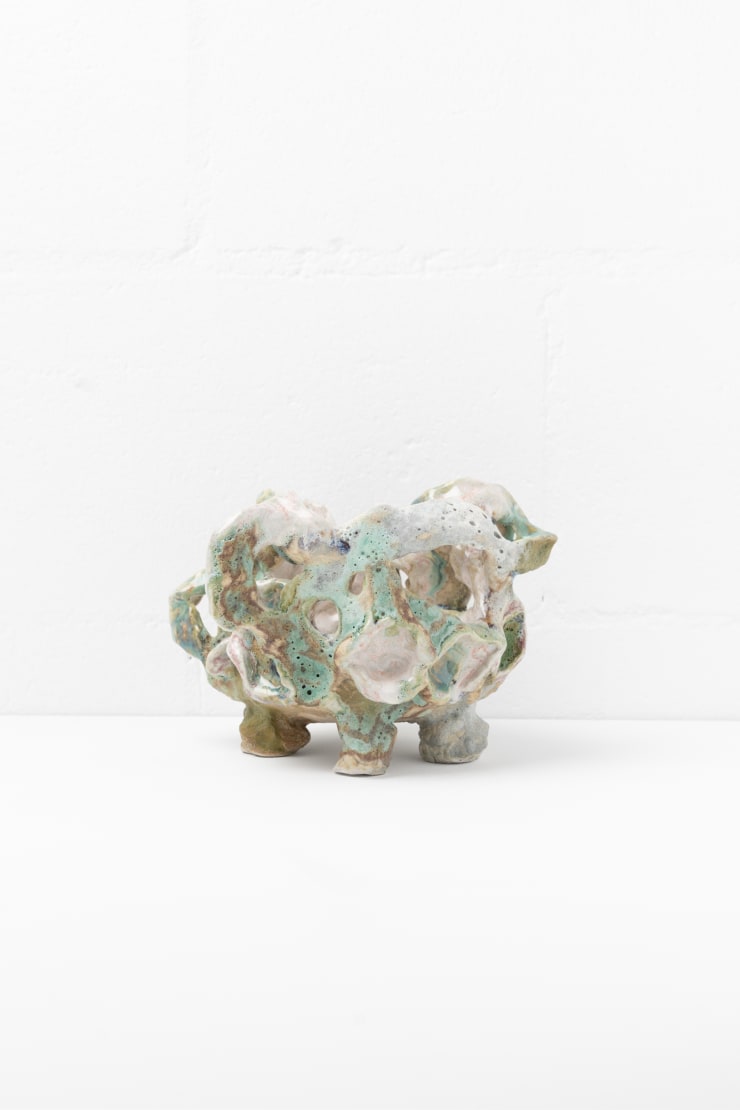Meg Walters SW Breaker Stonewear Ceramic Vessel, Porcelain Slip, Glaze 15 x 21 x 17.5cm
