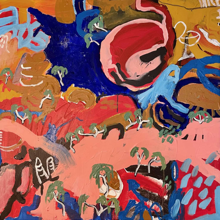 Birds Eye on Mpaara Creek Bed Acrylic on Canvas Stretched 76.2 x 76.8cm AUD $4180 GBP £2000 USD $2740 SOLD
