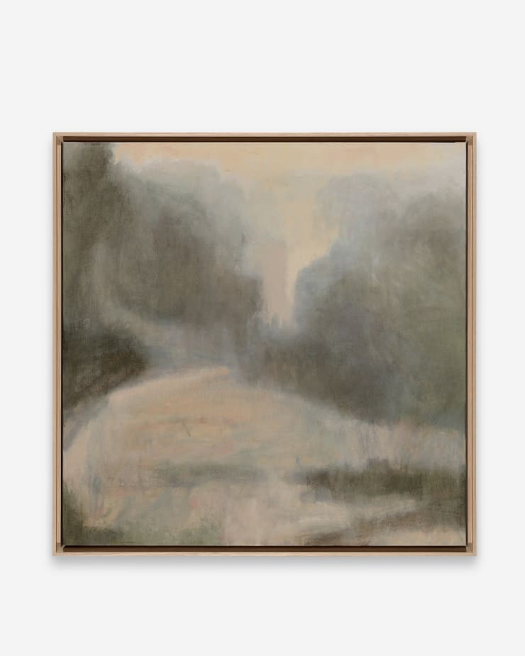 GREG WOOD V15 Luminous Remnants Oil on Linen Board Natural Oak Frame 51 x 51cm SOLD