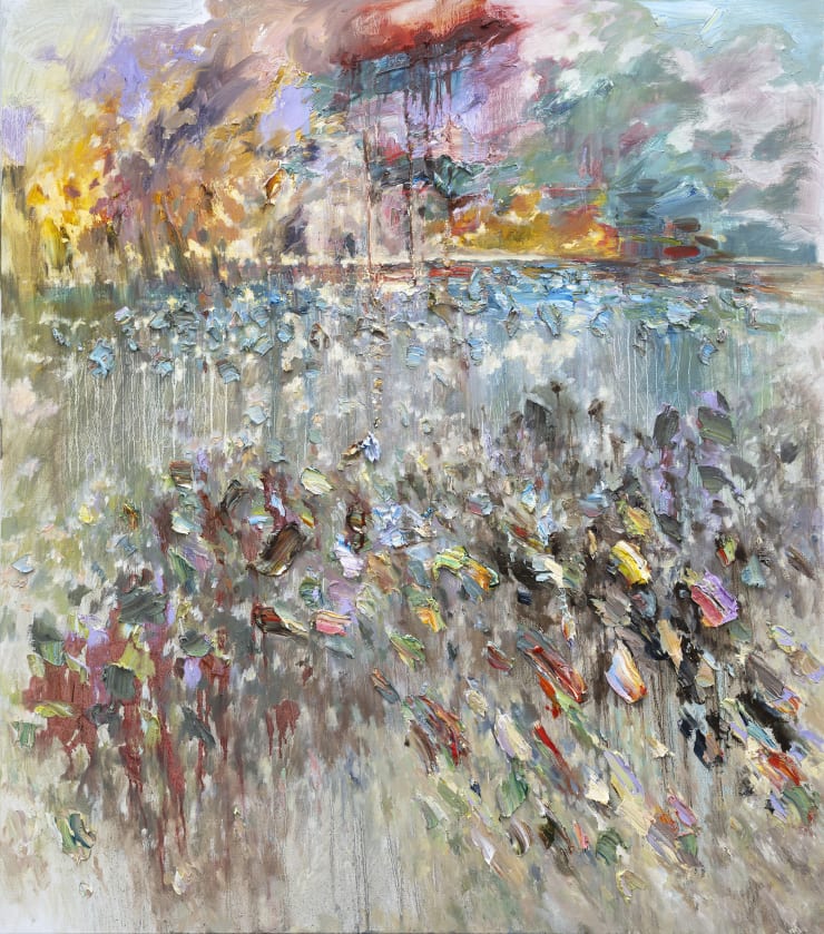 COLIN PENNOCK Journey To Equilibrium Oil on Linen 106 x 122cm Natural Oak Frame SOLD