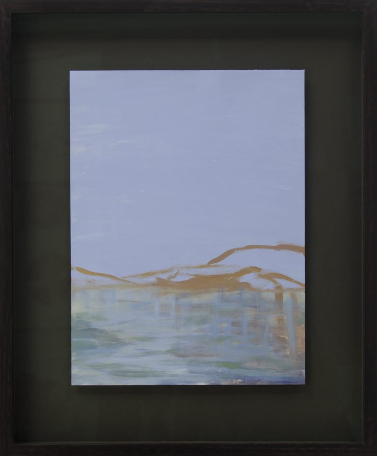 Kathryn Dolby Study for Mirror, Blue Acrylic on Saunders Waterford Paper Olive Archival Backing Board Charcoal Frame 37 x 45cm SOLD