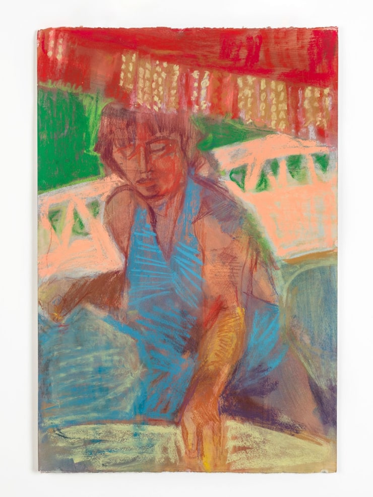 Shortlisted work - Caroline Cornelius, Smoking and Eating, Oil Pastel, Pastel and Acrylic on Paper, 38 x 57cm