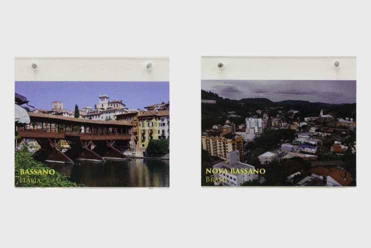 Nostalgia europeia no novo mundo, 2020 postcards printed in 240g offset on acrylic display 2 pieces of 10 x 15 cm | 3.9 x 5.9 in