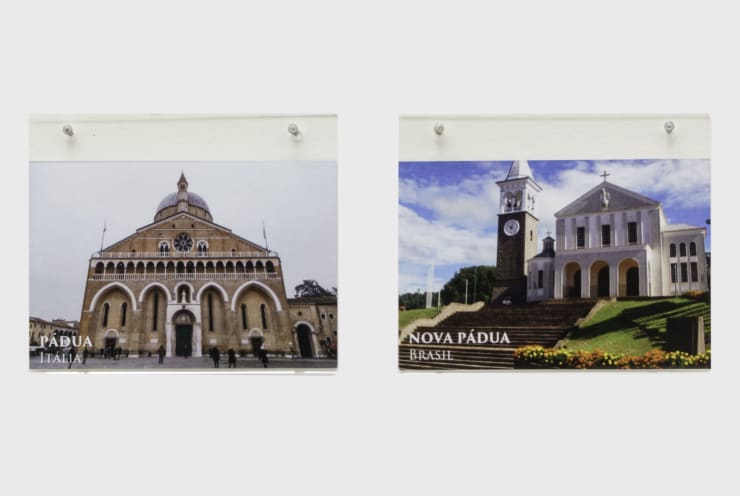 Nostalgia europeia no novo mundo, 2020 postcards printed in 240g offset on acrylic display 2 pieces of 10 x 15 cm | 3.9 x 5.9 in