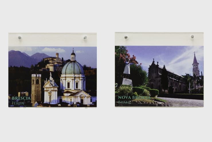 Nostalgia europeia no novo mundo, 2020 postcards printed in 240g offset on acrylic display 2 pieces of 10 x 15 cm | 3.9 x 5.9 in