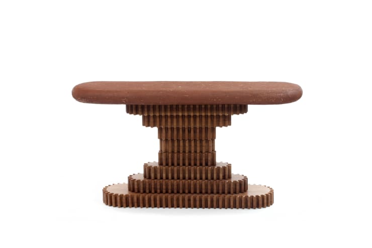 Campana "Figueira Console", 2023 adobe e madeira adobe and wood 87 x 163 x 43 cm 34.25 x 64.17 x 16.92 in ed 1/8 + 2 P.A.