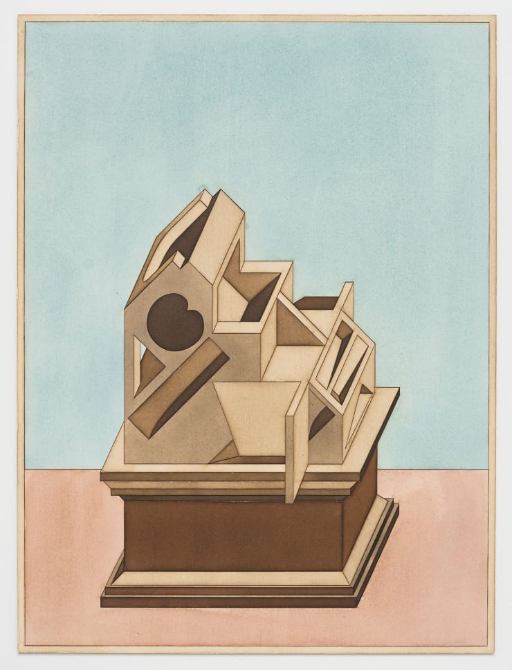 Raphaël Zarka “Gnomonic sculptures”, 2025 marchetaria em papelão preparado com gesso, cortado a laser e pintado a mão marquetry of cardboard primed with gesso, laser cut and hand painted with inks 59 x 44 cm 23.22 x 17.32 in