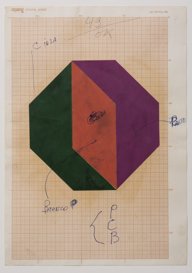 Geraldo de Barros Sem título, estudo para quadro laminado de plástico, c. 1980 colagem sobre papel milimetrado | collage on graph paper 30 x 21 cm | 11.81 x 8.27 in