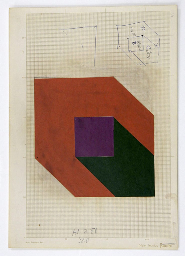 Geraldo de Barros Sem título, estudo para quadro laminado de plástico, c. 1980 colagem sobre papel milimetrado collage on graph paper 30 x 21 cm | 11.81 x 8.27 in