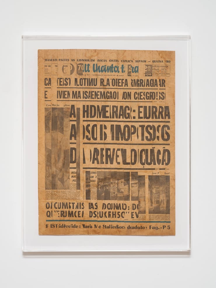 Waldemar Cordeiro Jornal, 1964 colagem de jornal sobre papel newspaper collage on paper 54,5 x 40 cm 21.46 x 15.75 in