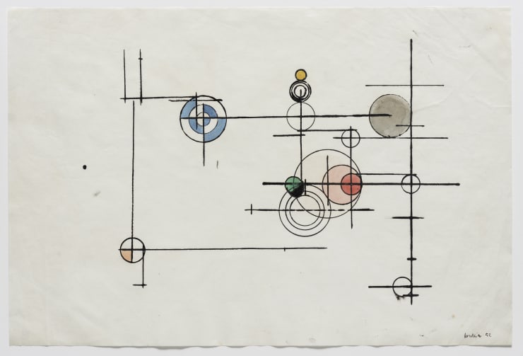 Waldemar Cordeiro Sem título | Untitled, 1952 Nanquim e ecoline sobre papel | China ink and ecoline on paper 21.8 x 32.5 cm | 8.58 x 12.79 in