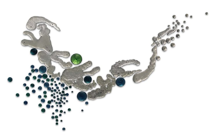 Rob Wynne "Splash 2", 2015 vidro derramado e espelhado poured and mirrored glass 102 x 178 cm 70 x 40 in