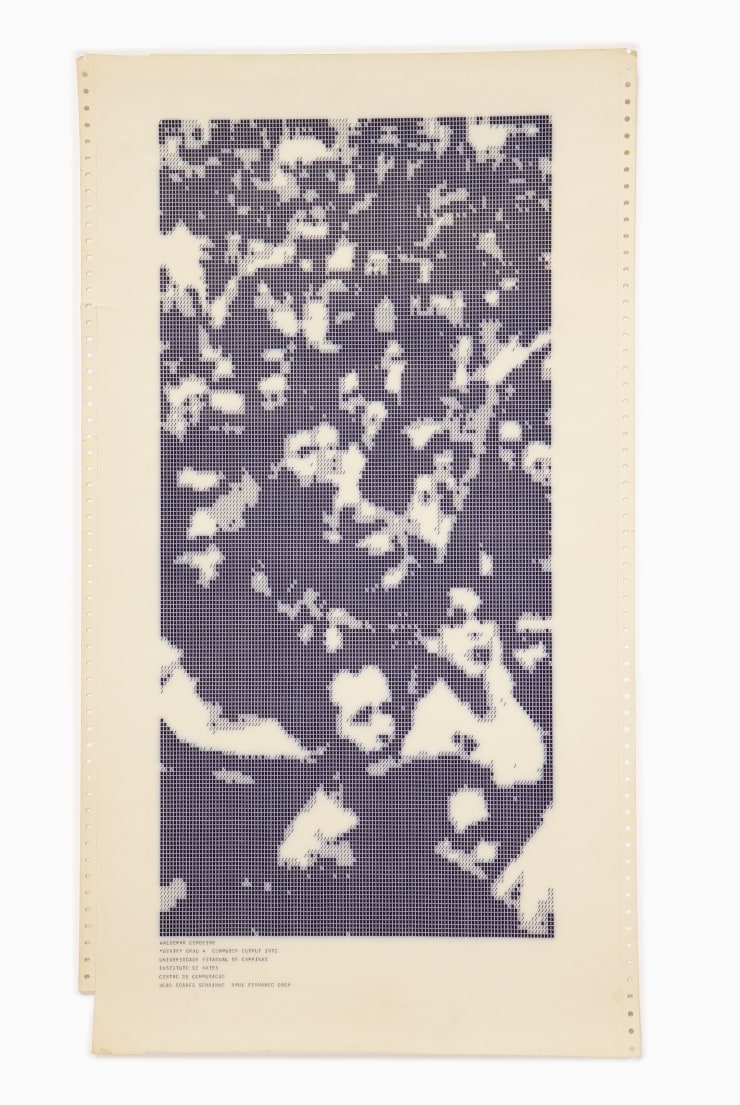 Waldemar Cordeiro “Gente, Grau 4”, 1972 impressão de computador computer press output 77 x 43 cm / 63,3 x 30,5 cm 30.32 x 16.93 in / 24.92 x 12.01 in