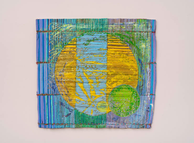 Delson Uchôa “Lua cheia baronesa em flor”, 2023 acrílico, lona, corda e fibra vegetal acrylic, canvas, string and plant fiber 107 x 119 cm 42.12 x 46.85 in