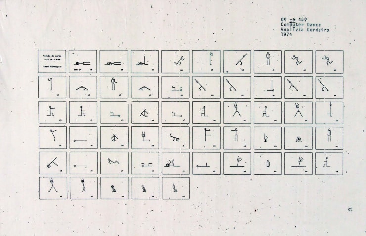 Analivia Cordeiro 0°‹—›45° Dance Notation, 1974/1984 impressão sobre papel printed paper 21,5 x 33,2 cm 8.46 x 13.07 in