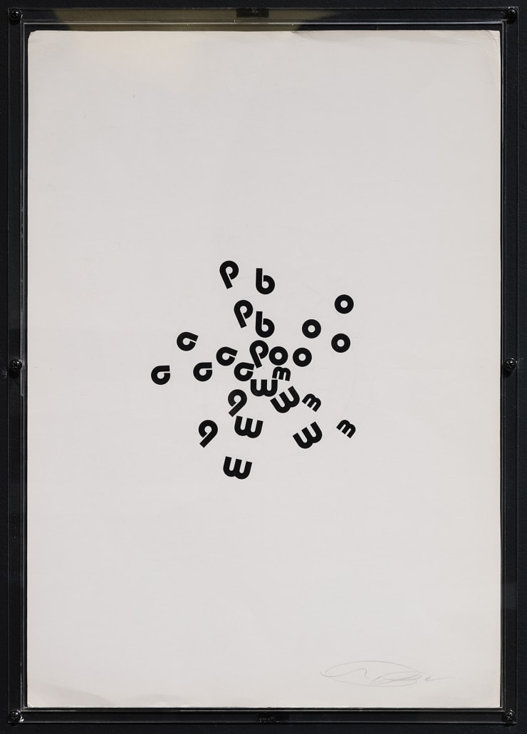 Augusto de Campos "poema bomba", 1987 letraset sobre papel canson letraset on canson paper 50 x 35 cm 9.68 x 13.78 in