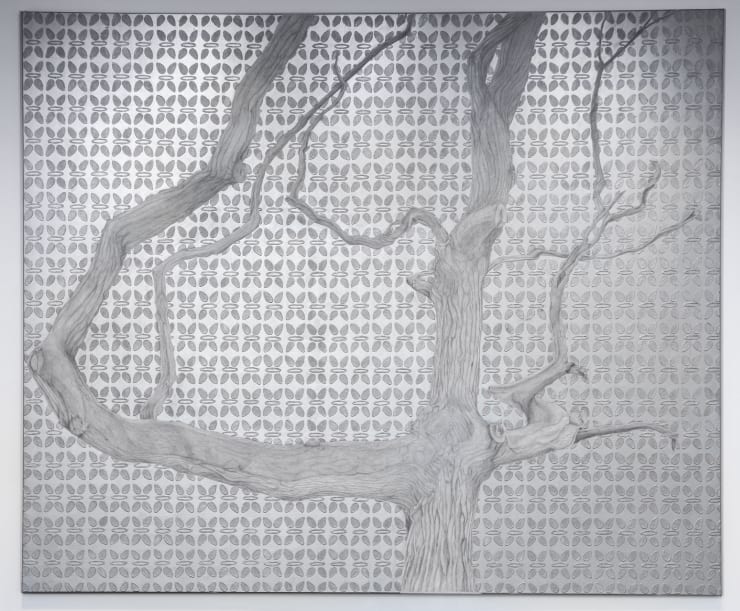 PRANEET SOI Overlapping Landscapes or Bone, 2023 Silverpoint, acrylic and gel on canvas 98 3/8 x 118 1/8 in 250 x 300 cm (PS081)