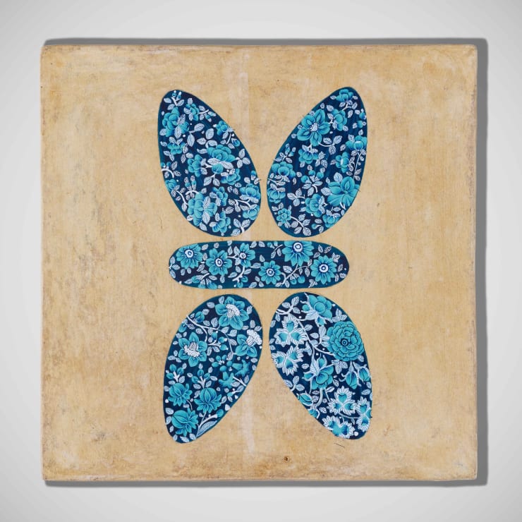 PRANEET SOI Spring (The Queen), 2025 Handmade papier-mache tiles, river clay, tissue, saresh, acrylic paint and UV matt varnish 10 x 10 in 25.4 x 25.4 cm (PS107)