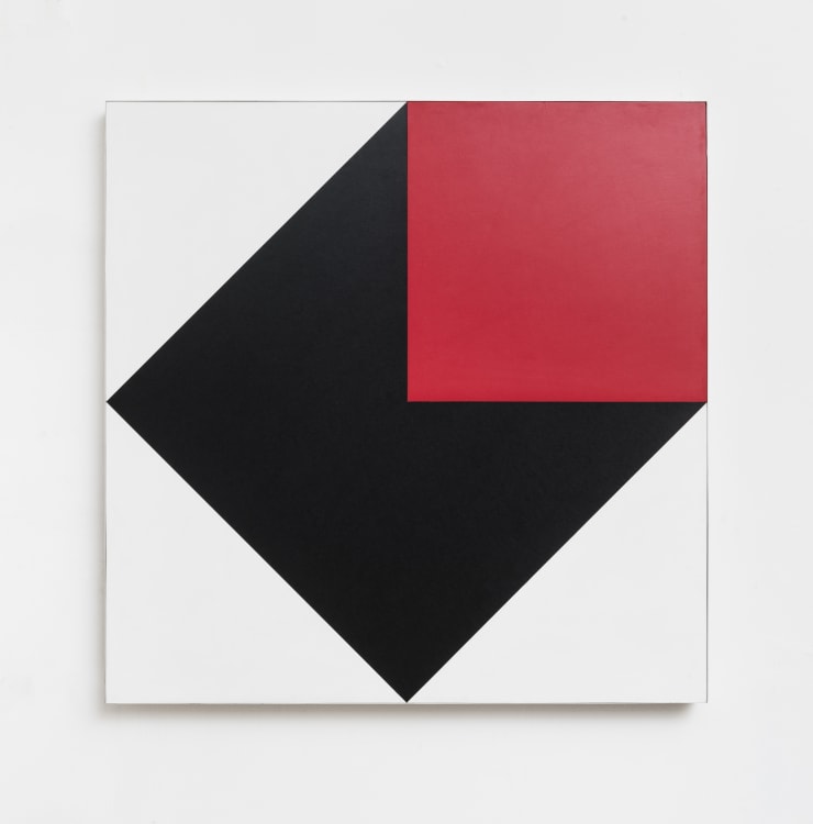 Geraldo de Barros (1923-1998) Sem título [Untitled], 1983 Assinado e datado no verso [Signed and dated on the reverse] Fórmica sobre madeira [Formica on wood] 90 x 90 cm [35 1/2 x 35 1/2 in.] (GDB-0020)