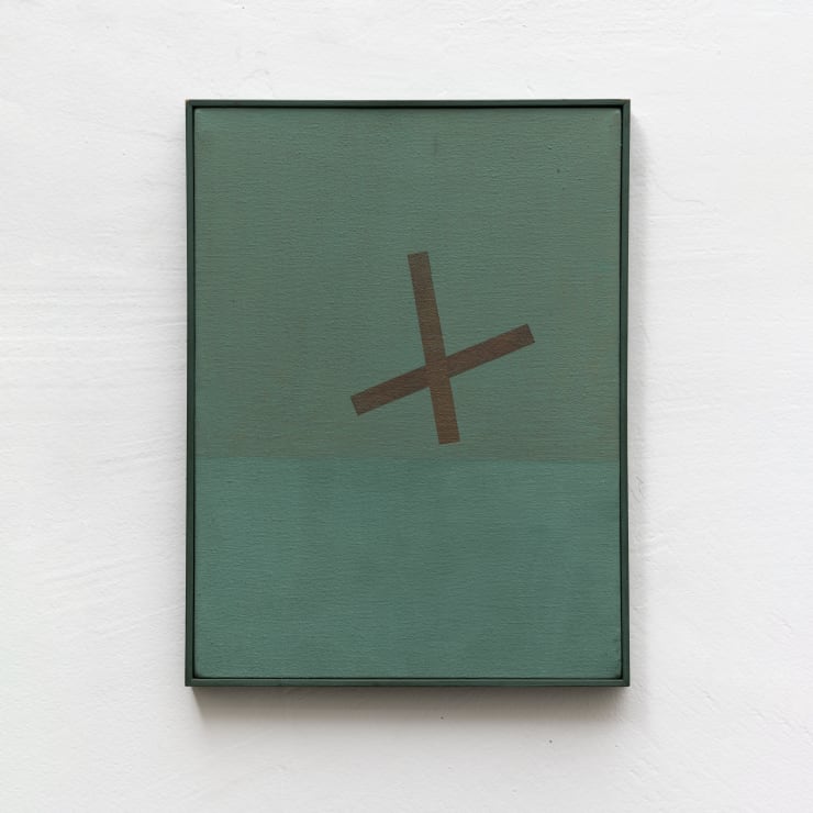 Mira Schendel (1919-1988) Sem título [Untitled], 1981 Assinada e datada no verso [Signed and dated on the reverse] Têmpera sobre tela [Tempera on canvas] 40 x 30 cm [16 x 12 in.] (MRA-0365)