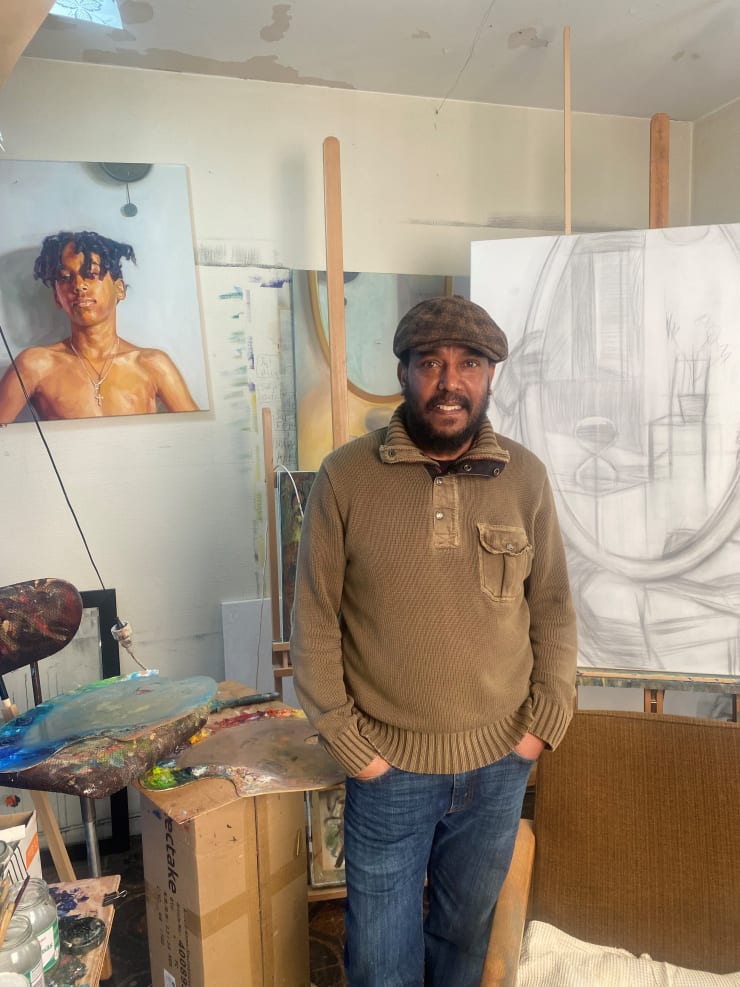 Ermias Ekube in his studio