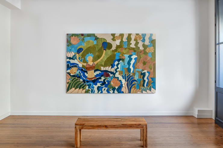 Vue D Installation De L Exposition Concrete Jungle Dans Les Jungles La Ville Anton Laborde L Apaisement De L Indomptable La Boxeuse 2025 H180 X 270 Cm Galerie Revel 3