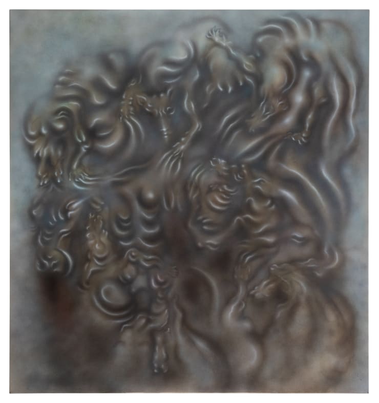 Veronika Hapchenko hunt (polowanie), 2022 Acrylic and ink on canvas 150 x 140 cm | 59 1/8 x 55 1/8 in (HAPC0023)