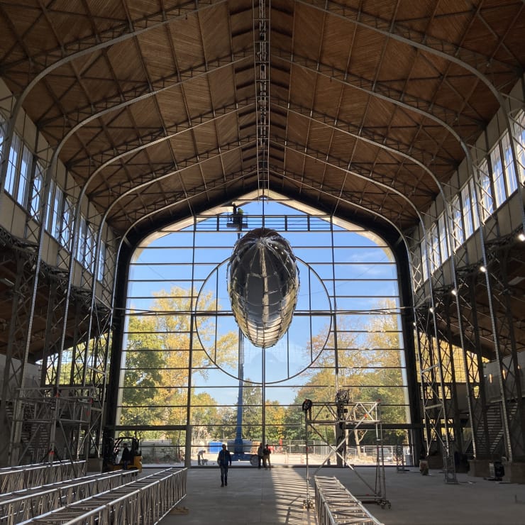 Lee Bul, installation view, Hangar Y, Meudon, France. Willing To Be Vulnerable – Metalized Balloon V5 , 2022.