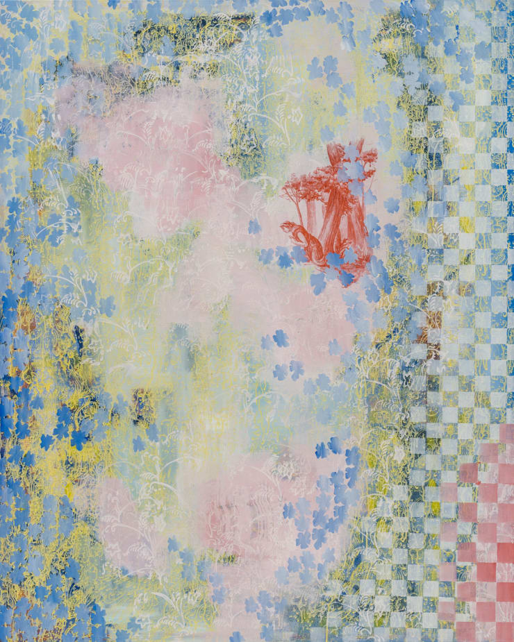 JEONGSU WOO. NOITCELFER XIII (DETAIL), 2022. ACRYLIC AND INK ON CANVAS, 162.2 X 130.3 CM.