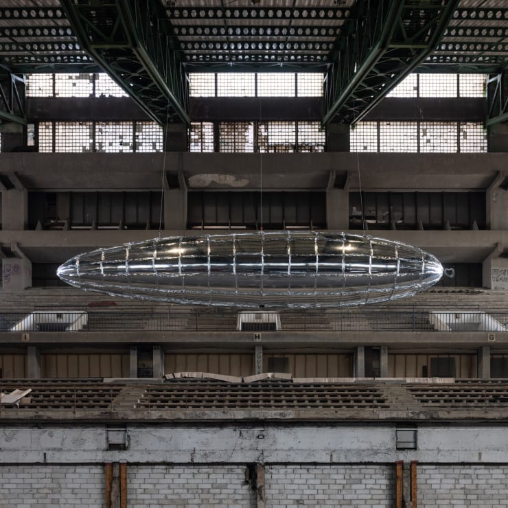 Lee Bul Willing to Be Vulnerable – Metalized Balloon V4, 2015/2020. Installationv view, Palace of Youth and Sports, Manifesta 14,...