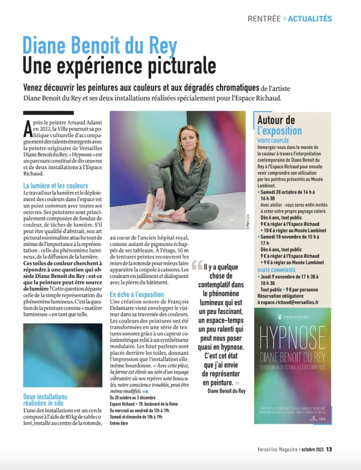 Diane Benoit du Rey, Hypnose, Espace Richaud Versailles, Le Feuvre Roze