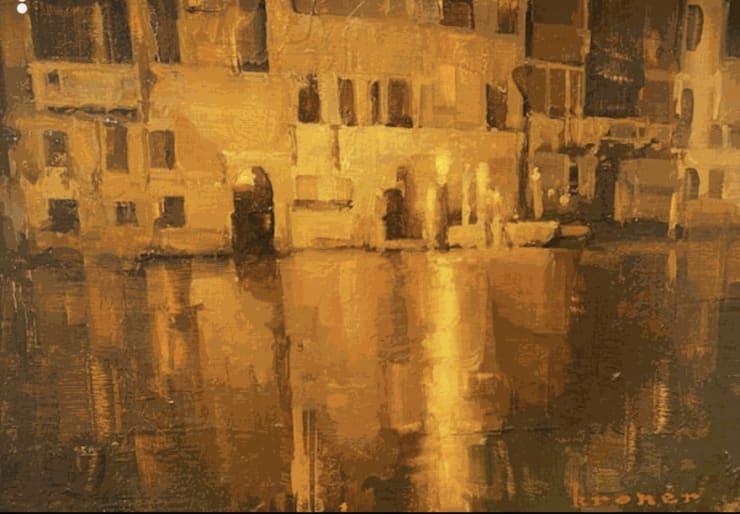 "Along the Canal" by James Kroner. Oil. At the Karin Clarke Gallery