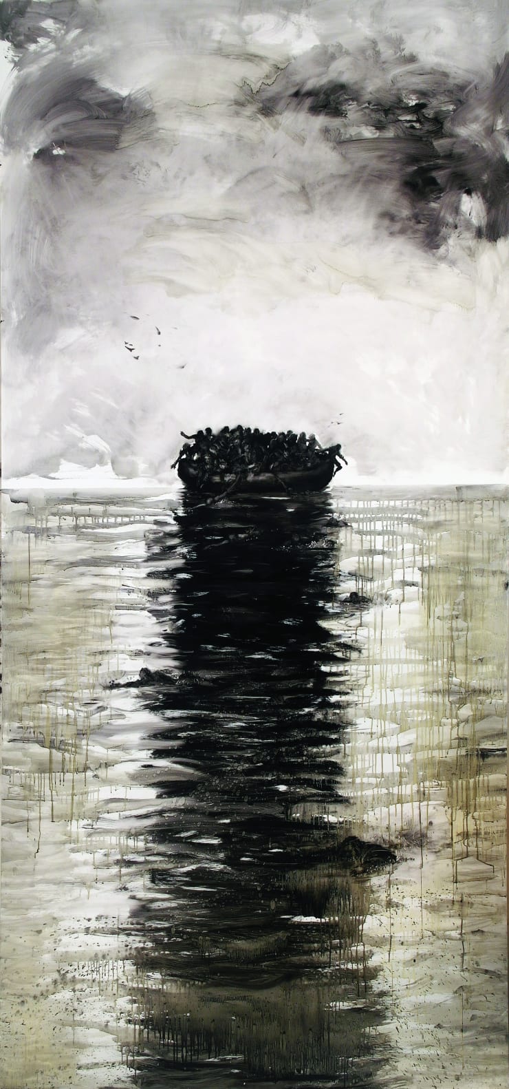 Audrey Frank Anastasi Crowded Raft Oil on Sintra panel 96 x 48 in 2017