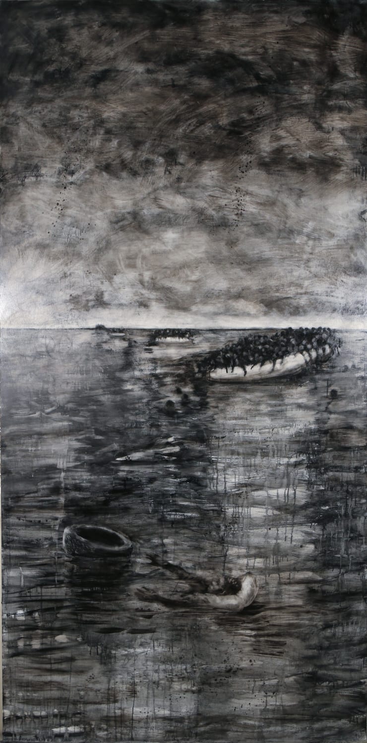 Audrey Frank Anastasi Desperate Waters Oil on Sintra panel 96 x 48 in 2017