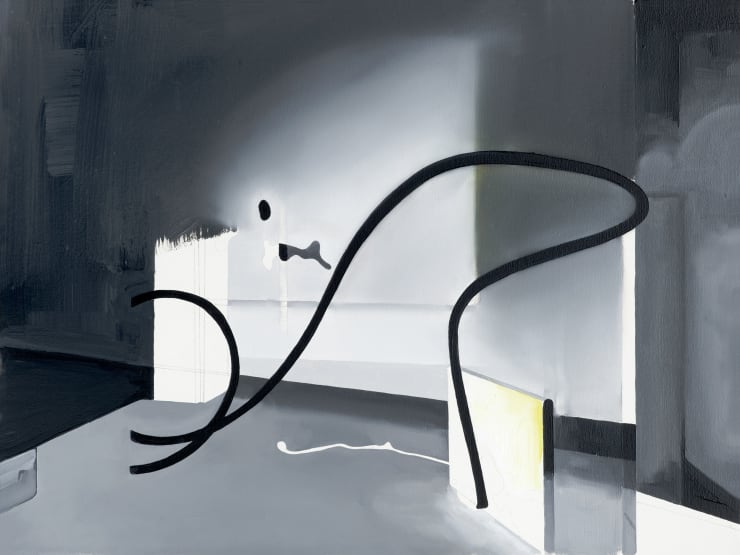 MARKUS HUEMER Dieses Gemälde ist der Würde seines Ausstellungsraumes gewidmet, 2021 Oil, pencil on canvas 45 x 60 cm