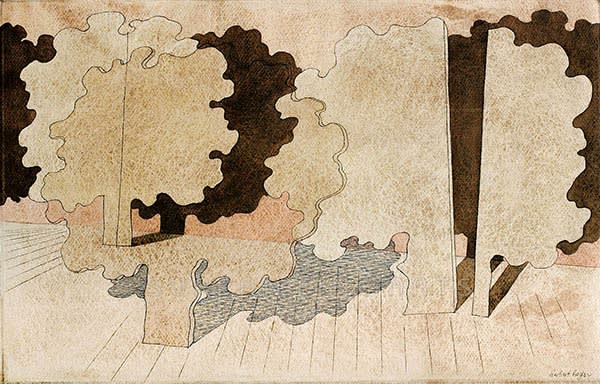 HERBERT BAYER flat trees, 1928 Watercolour on paper 27,2 x 43 cm