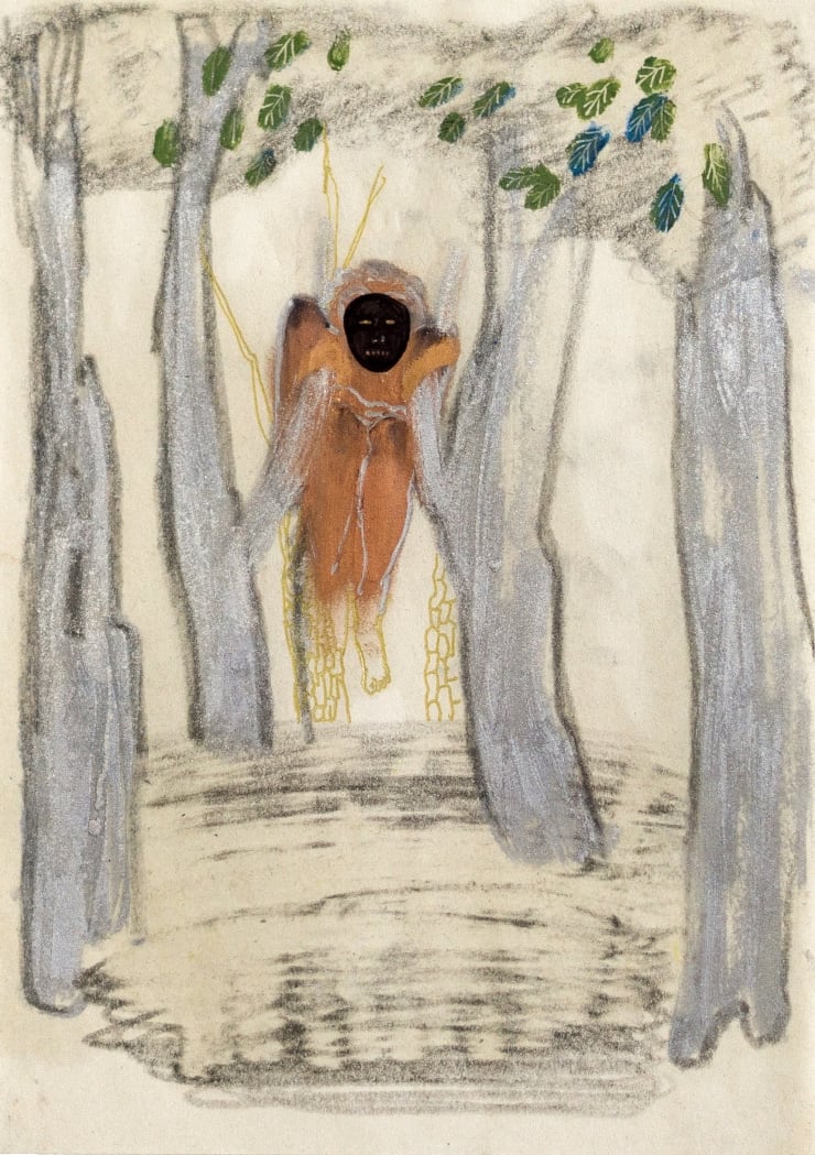 Yi Youjin Schwarze Maske 2017 Olpastell Graphit Und Farbstift Auf Papier 25 5 X 18 Cm