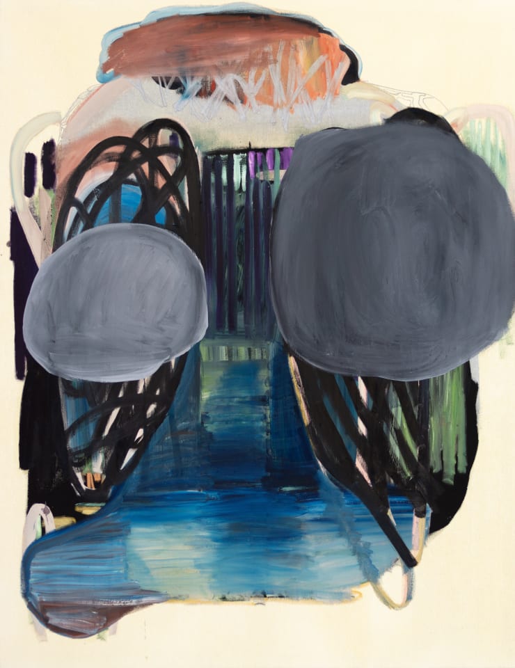 Yi Youjin Two Gray Circles 2020 Oil Acrylic Oil Pastel On Canvas 200 X 155 Cm
